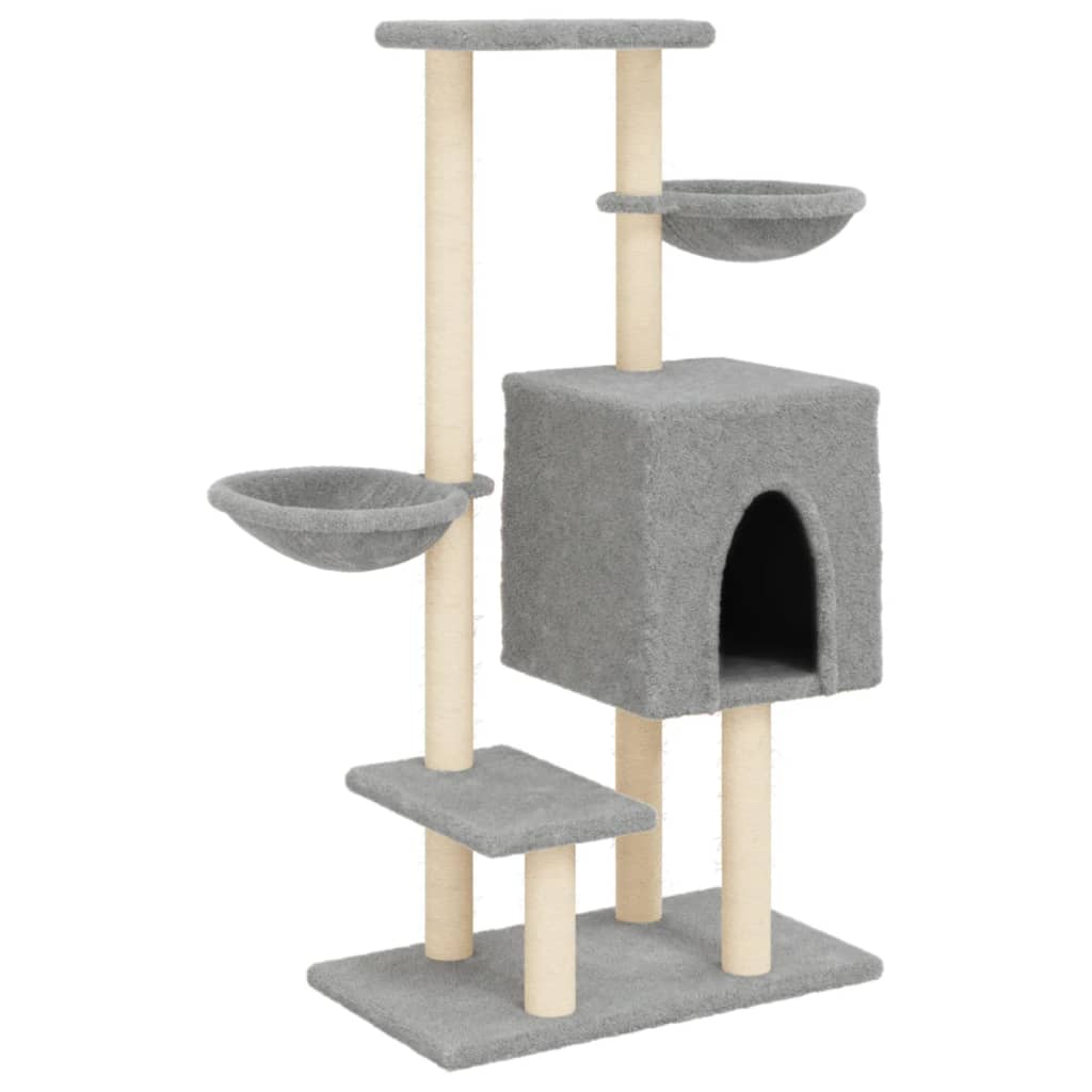 Cat Tree with Sisal Scratching Posts Light Grey 117 cm