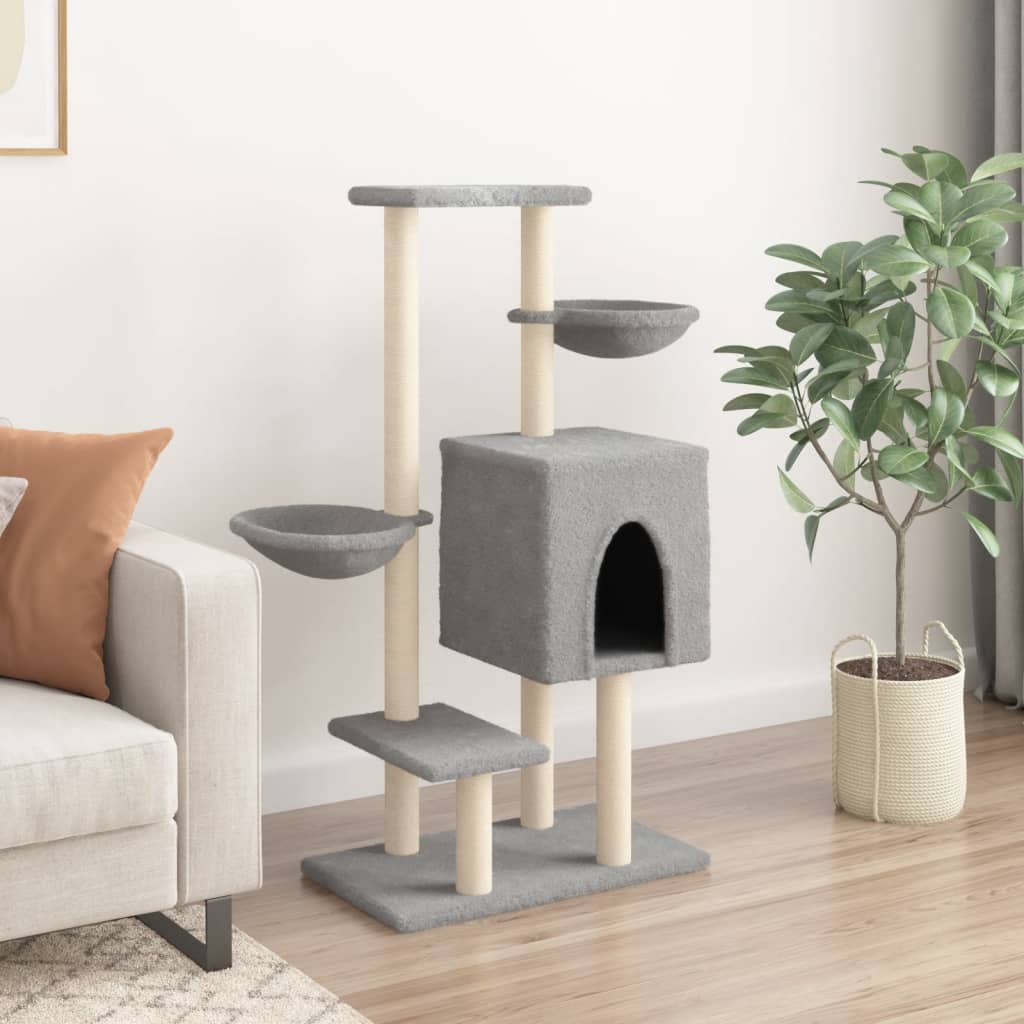 Cat Tree with Sisal Scratching Posts Light Grey 117 cm