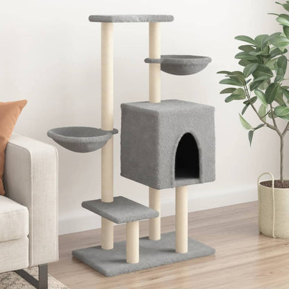 Cat Tree with Sisal Scratching Posts Light Grey 117 cm