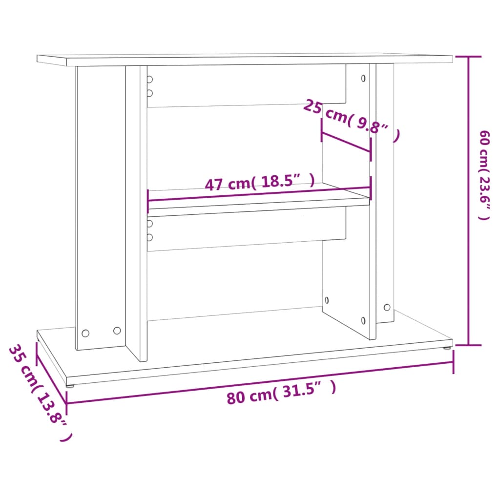 Aquarium Stand Black 80x35x60 cm Engineered Wood