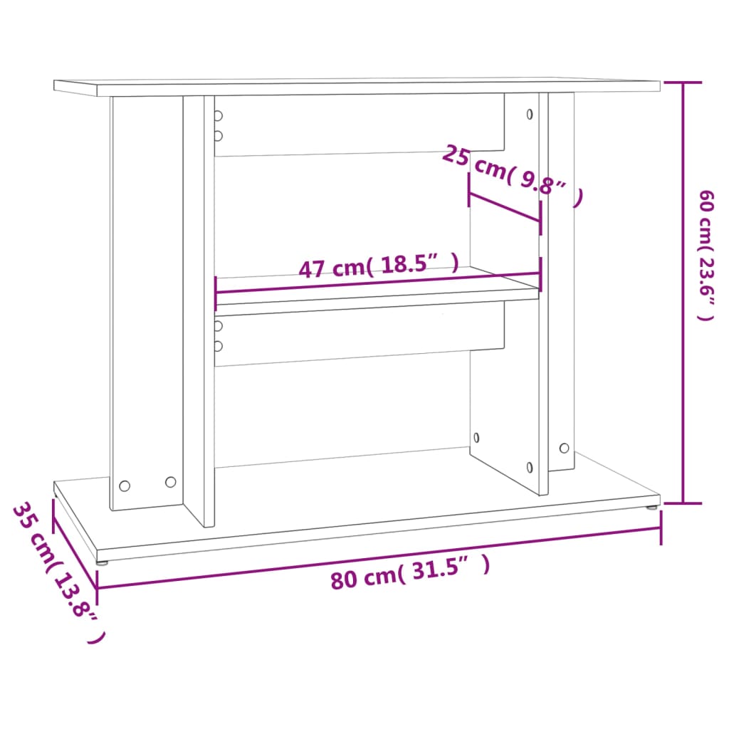 Aquarium Stand Sonoma Oak 80x35x60 cm Engineered Wood