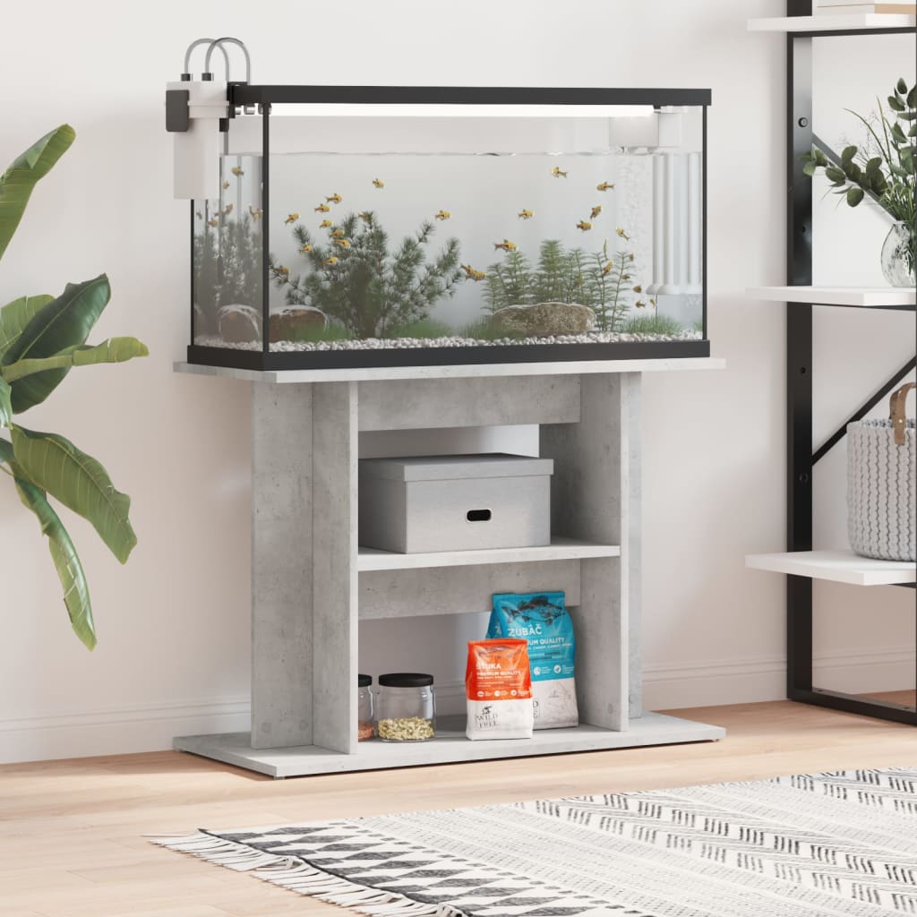 Aquarium Stand Concrete Grey 80x35x60 cm Engineered Wood