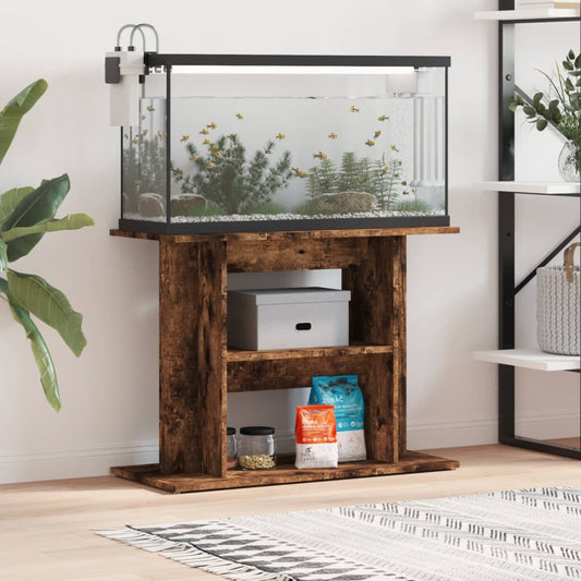 Aquarium Stand Smoked Oak 80x35x60 cm Engineered Wood