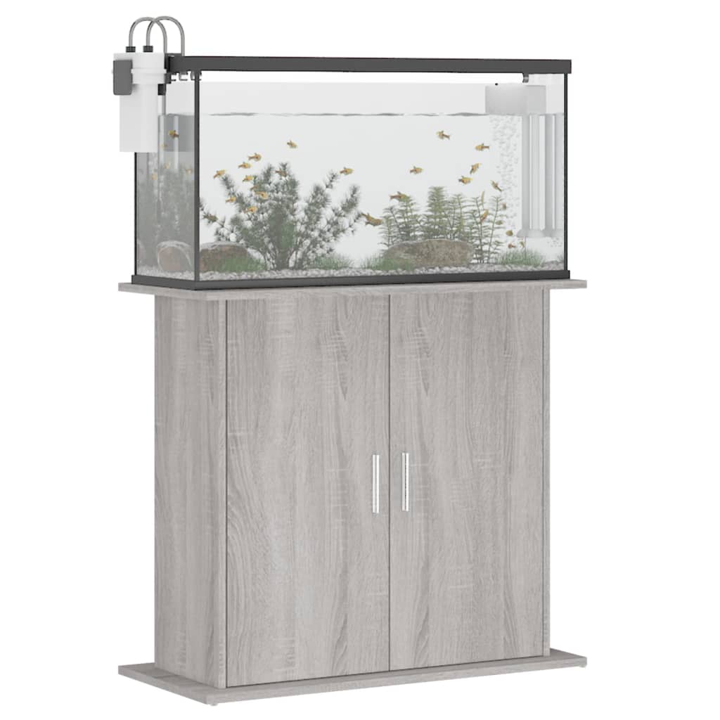 Aquarium Stand Grey Sonoma 81x36x73 cm Engineered Wood