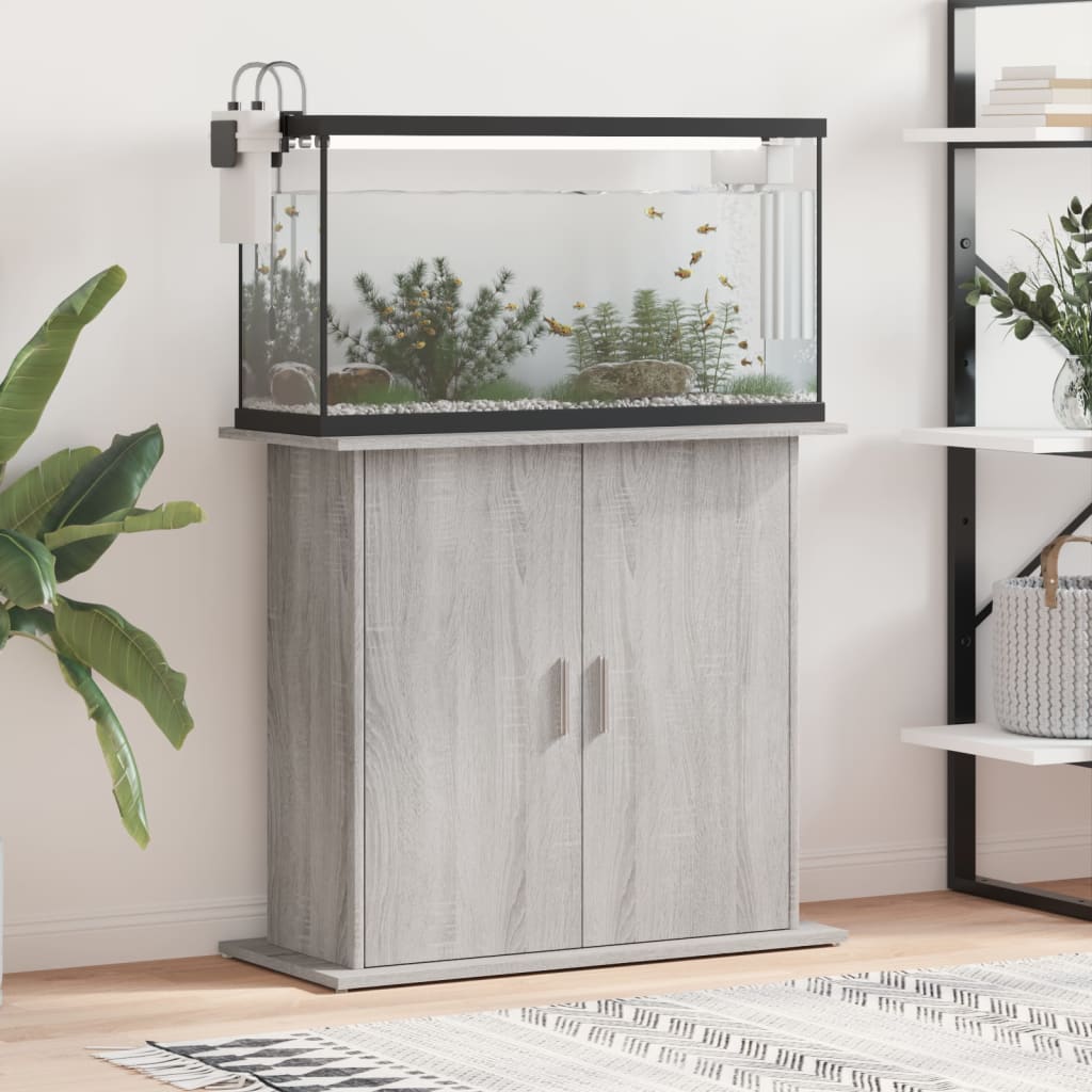 Aquarium Stand Grey Sonoma 81x36x73 cm Engineered Wood