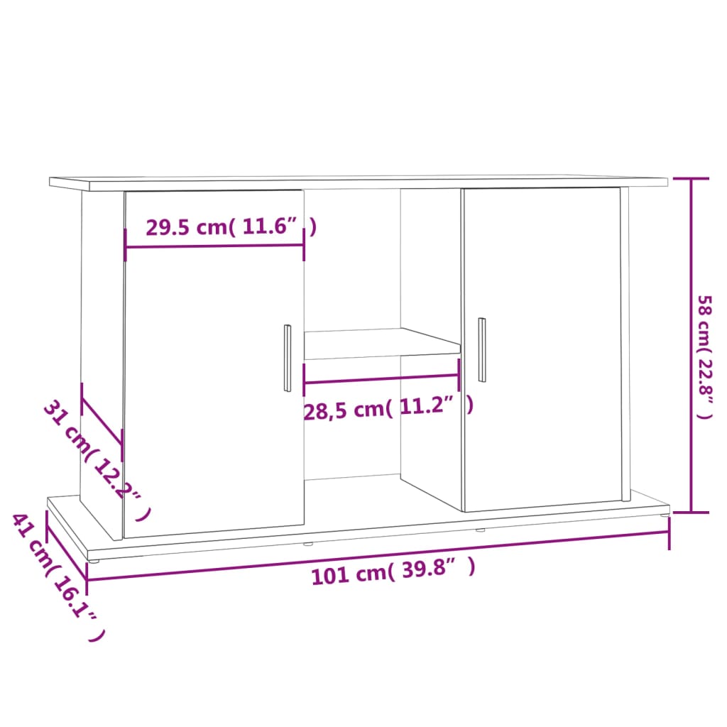 Aquarium Stand White 101x41x58 cm Engineered Wood