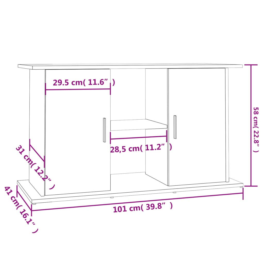 Aquarium Stand Grey Sonoma 101x41x58 cm Engineered Wood