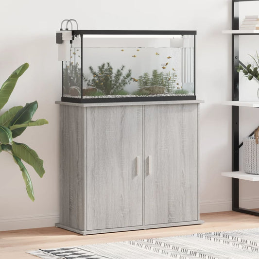 Aquarium Stand Grey Sonoma 81x36x73 cm Engineered Wood