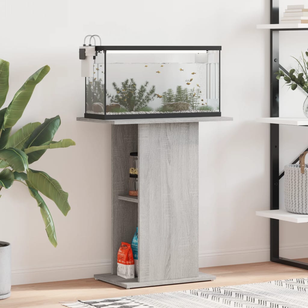 Aquarium Stand Grey Sonoma 60.5x36x72.5 cm Engineered Wood