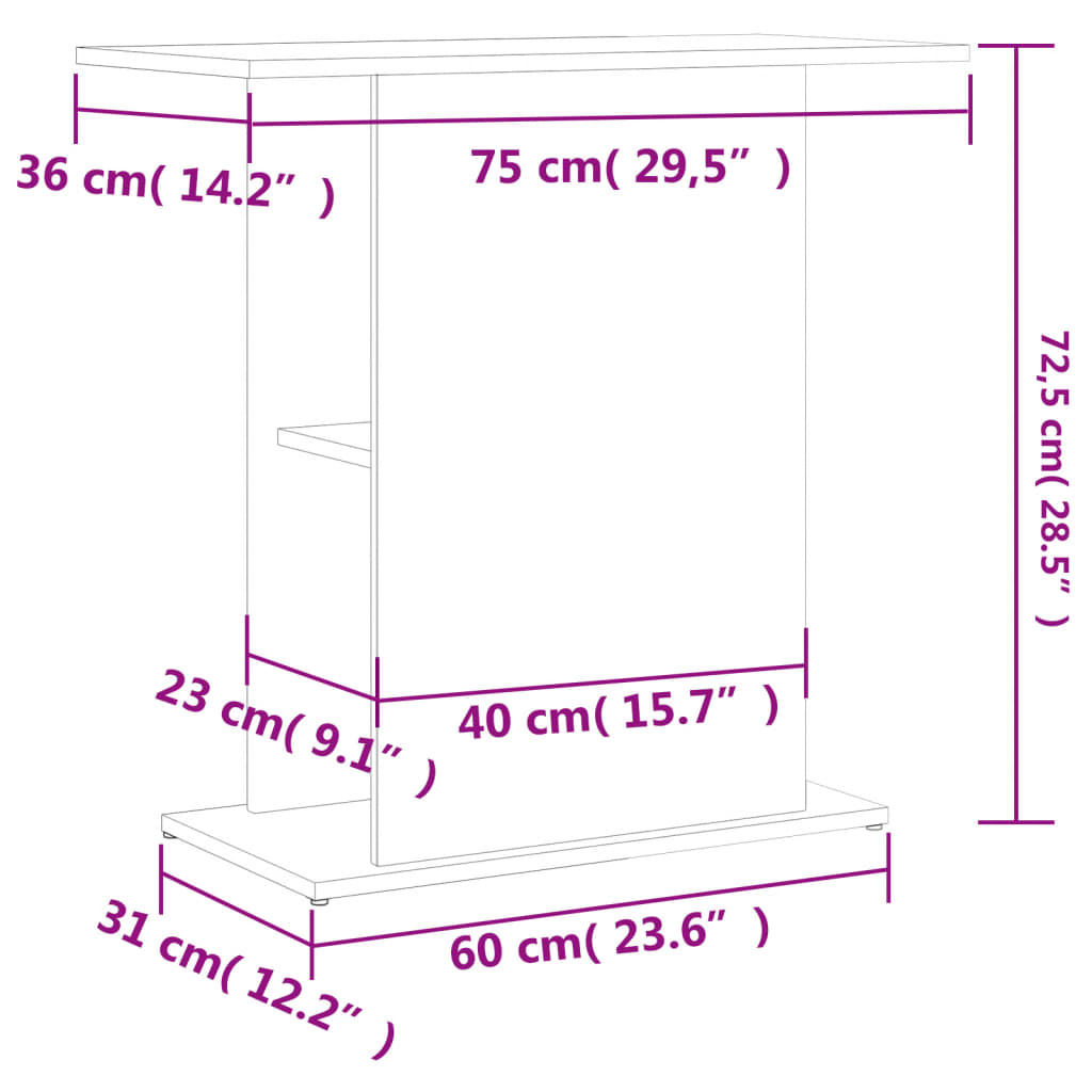 Aquarium Stand Sonoma Oak 75x36x72.5 cm Engineered Wood