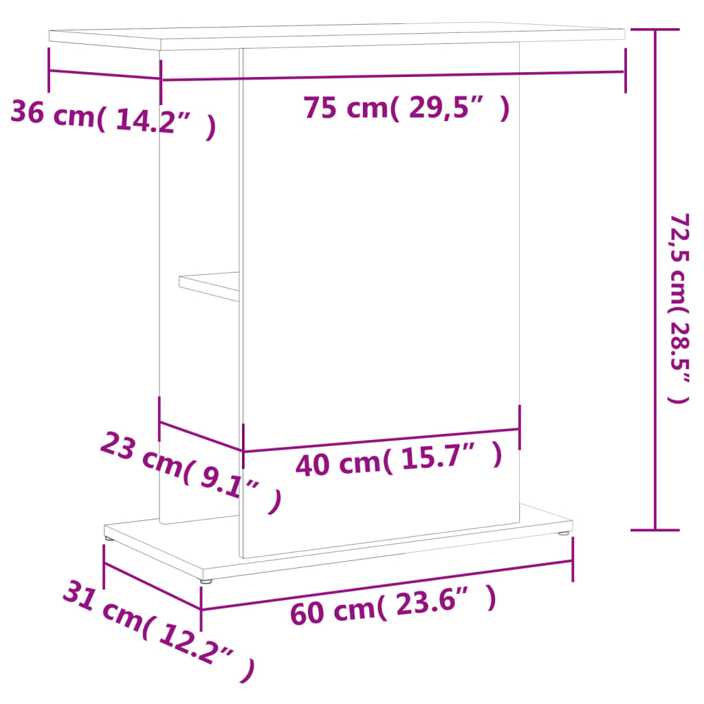 Aquarium Stand Smoked Oak 75x36x72.5 cm Engineered Wood