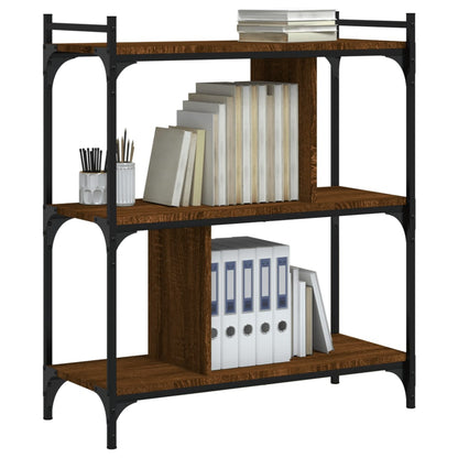 Bookcase 3-Tier Brown Oak 76x32x88 cm Engineered Wood