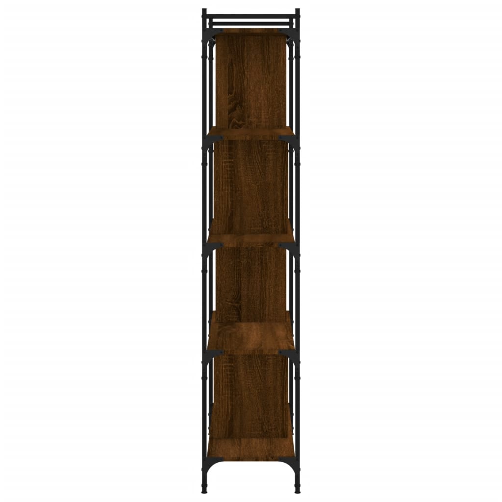 Bookcase 5-Tier Brown Oak 76x32x158 cm Engineered Wood