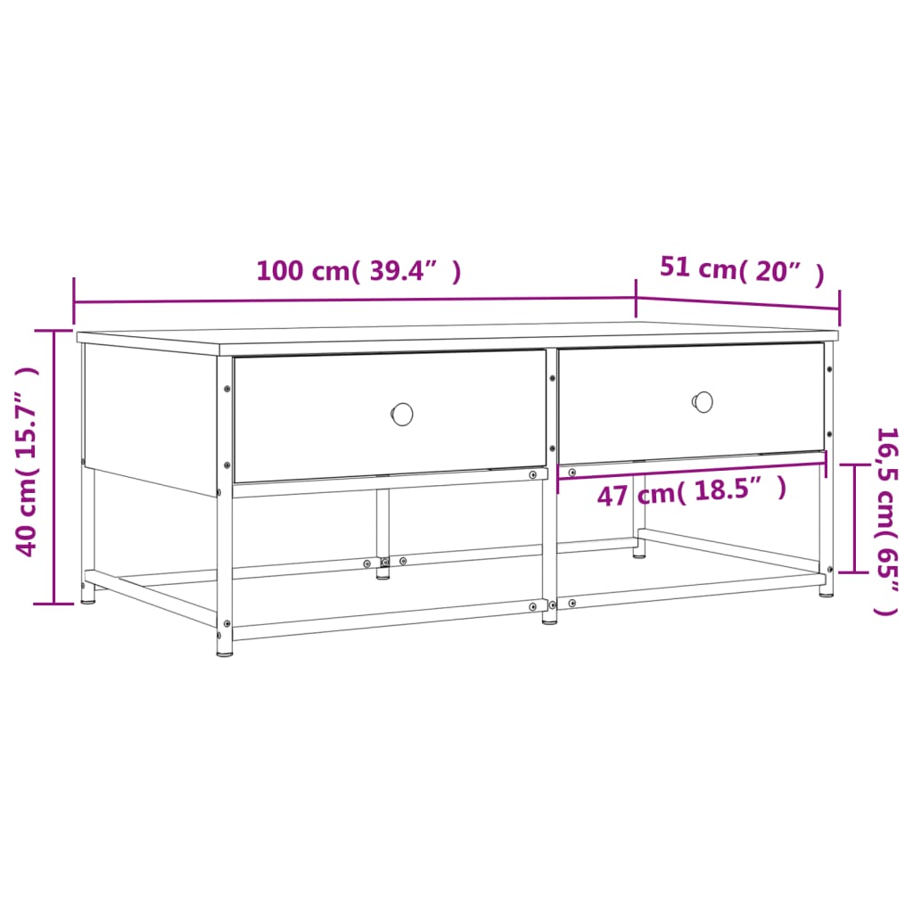 Coffee Table Brown Oak 100x51x40 cm Engineered Wood