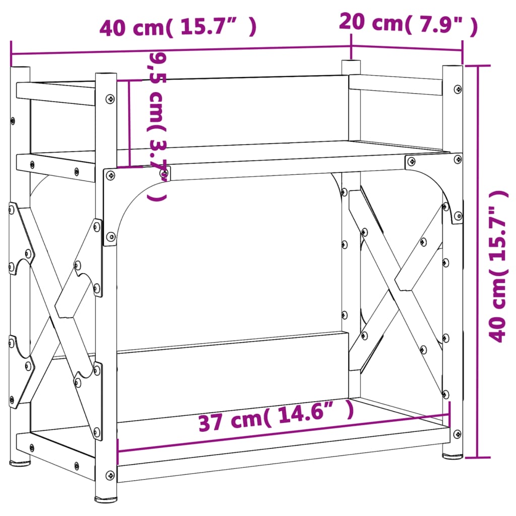 Printer Stand 2-Tier Smoked Oak 40x20x40 cm Engineered Wood