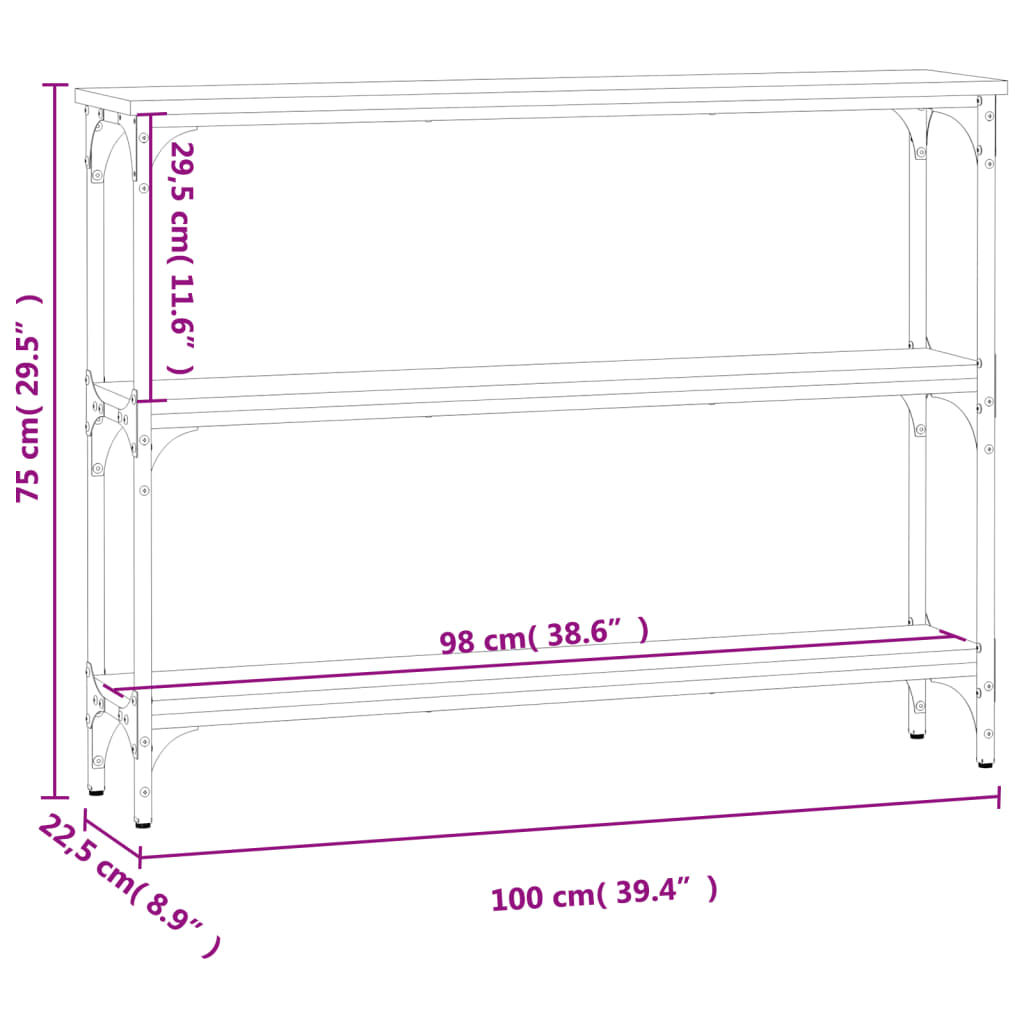 Console Table Sonoma Oak 100x22.5x75 cm Engineered Wood