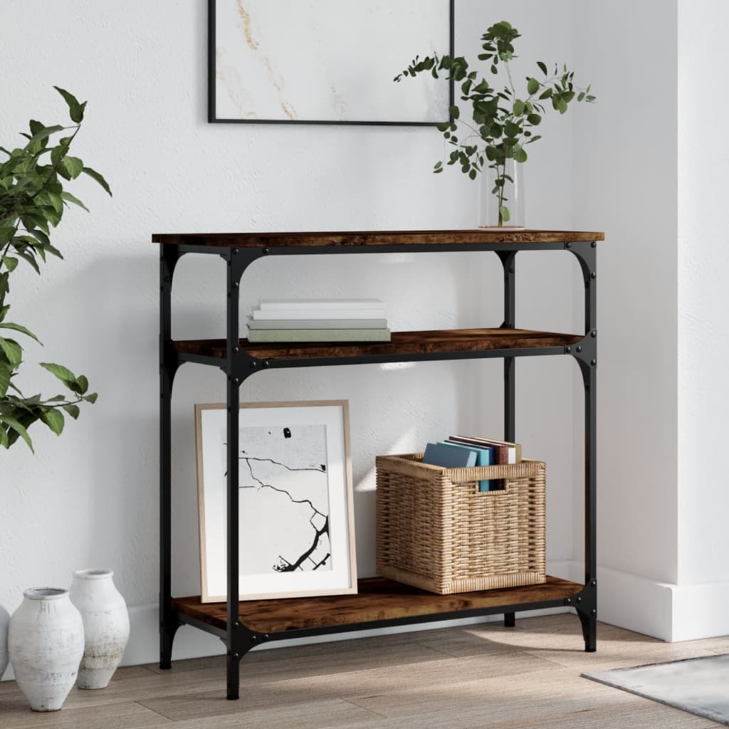 Console Table Smoked Oak 75x29x75 cm Engineered Wood