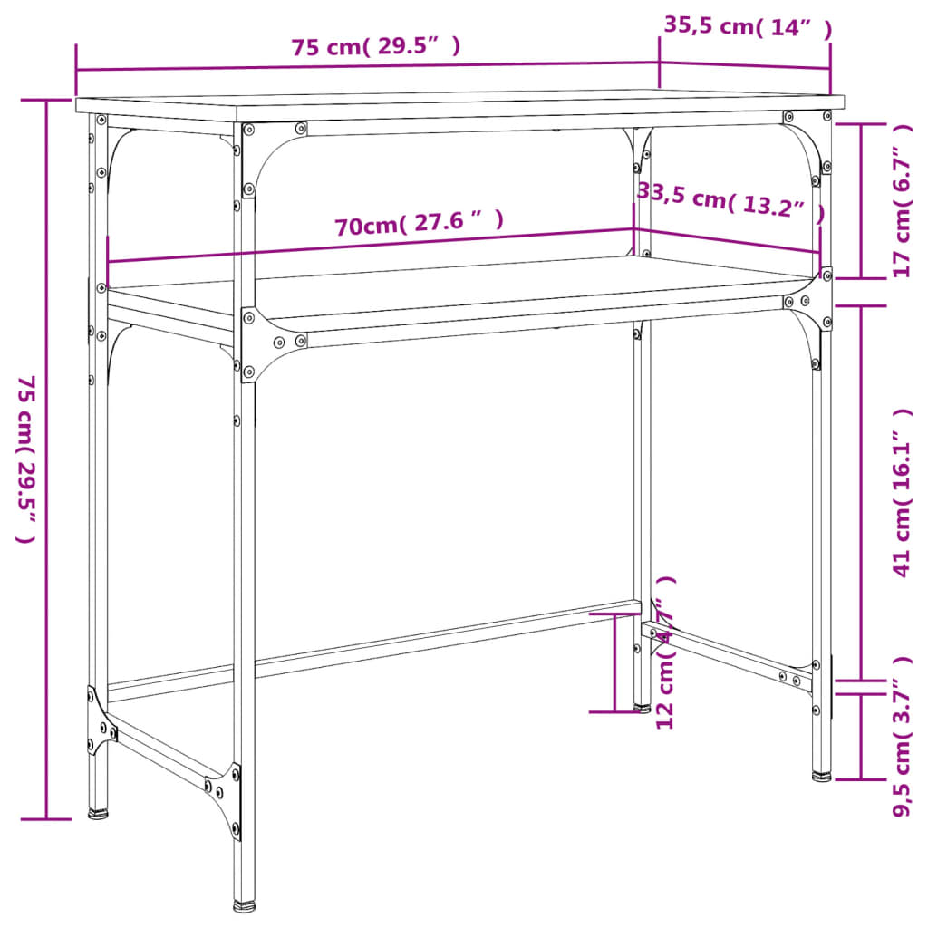 Console Table Smoked Oak 75x35.5x75 cm Engineered Wood