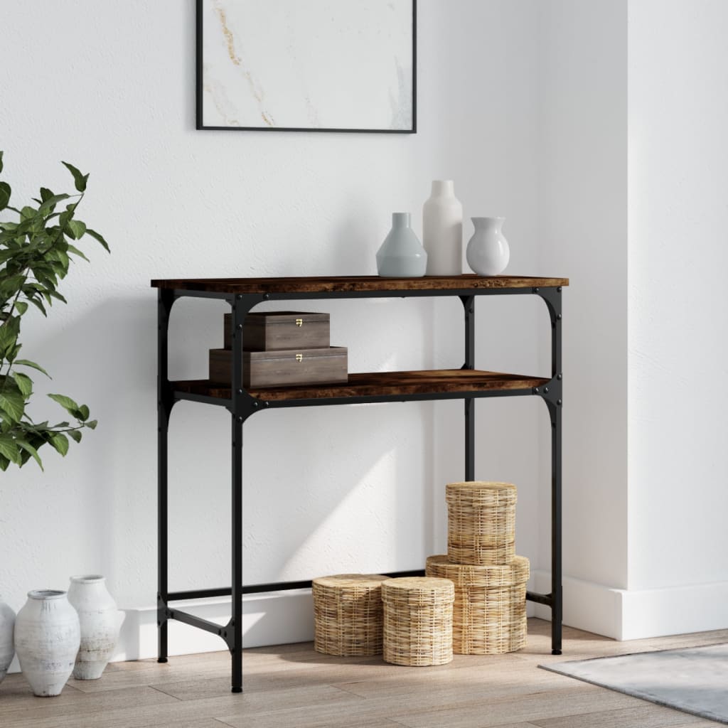 Console Table Smoked Oak 75x35.5x75 cm Engineered Wood