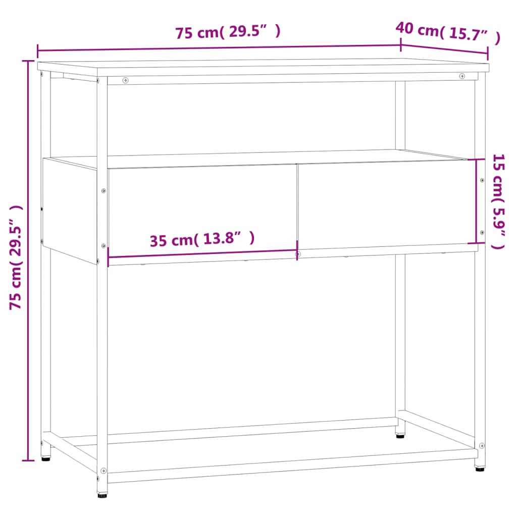 Console Table Sonoma Oak 75x40x75 cm Engineered Wood