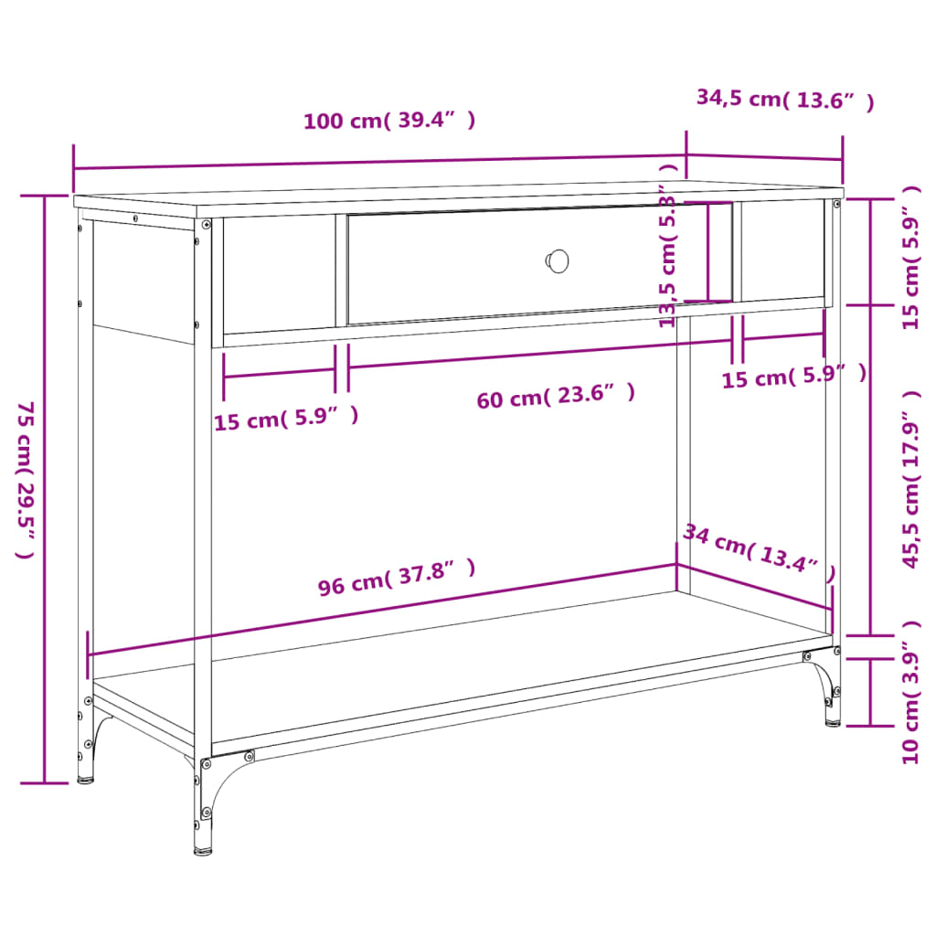 Console Table Sonoma Oak 100x34.5x75 cm Engineered Wood