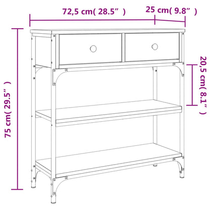 Console Table Smoked Oak 72.5x25x75 cm Engineered Wood