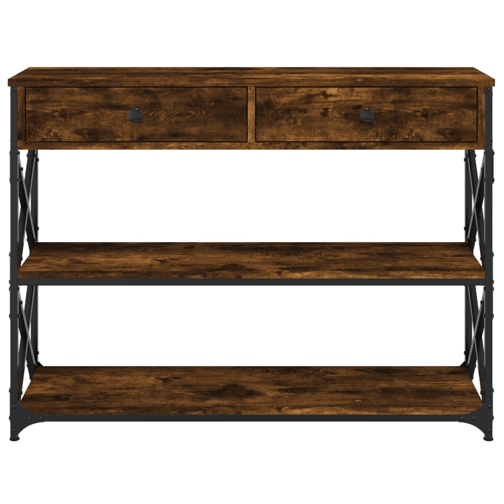 Console Table Smoked Oak 100x28x75 cm Engineered Wood