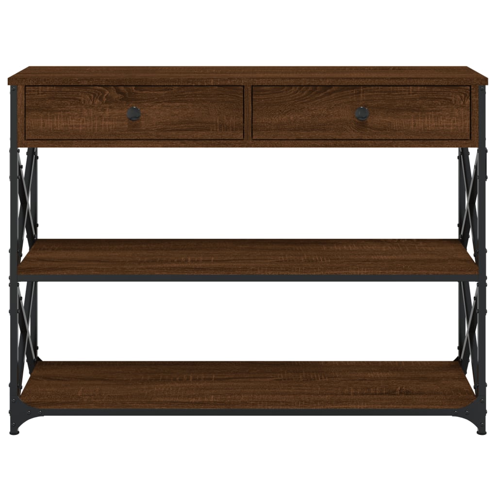 Console Table Brown Oak 100x28x75 cm Engineered Wood