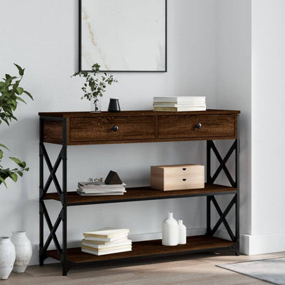 Console Table Brown Oak 100x28x75 cm Engineered Wood