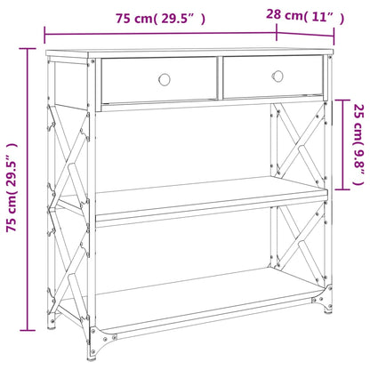 Console Table Sonoma Oak 75x28x75 cm Engineered Wood