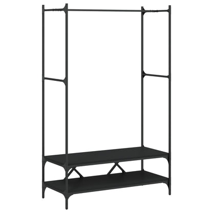 Clothes Rack with Shelves Black Engineered Wood