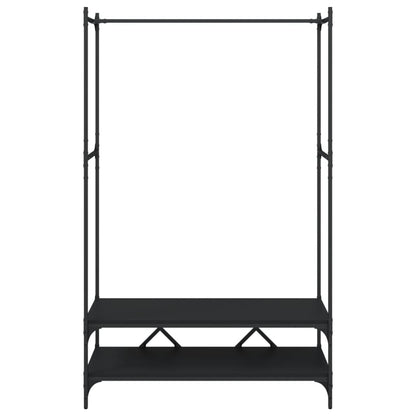 Clothes Rack with Shelves Black Engineered Wood