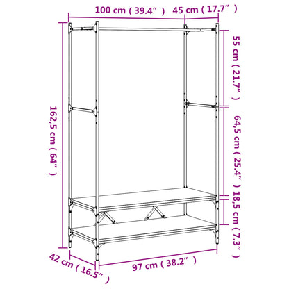 Clothes Rack with Shelves Black Engineered Wood