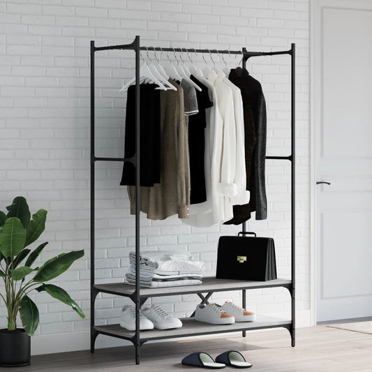 Clothes Rack with Shelves Grey Sonoma Engineered Wood