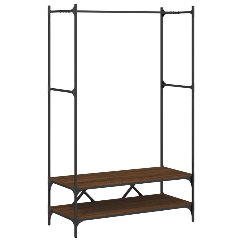 Clothes Rack with Shelves Brown Oak Engineered Wood