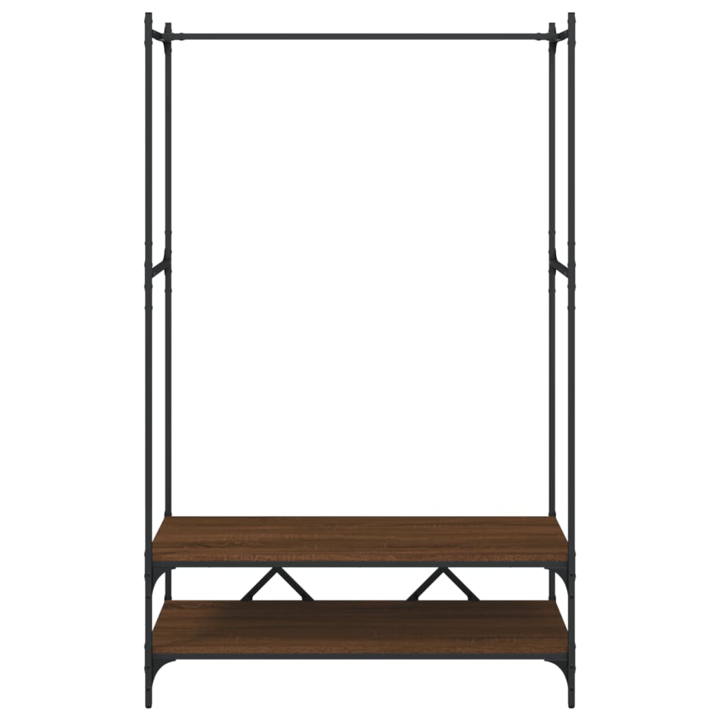 Clothes Rack with Shelves Brown Oak Engineered Wood