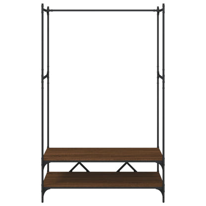 Clothes Rack with Shelves Brown Oak Engineered Wood