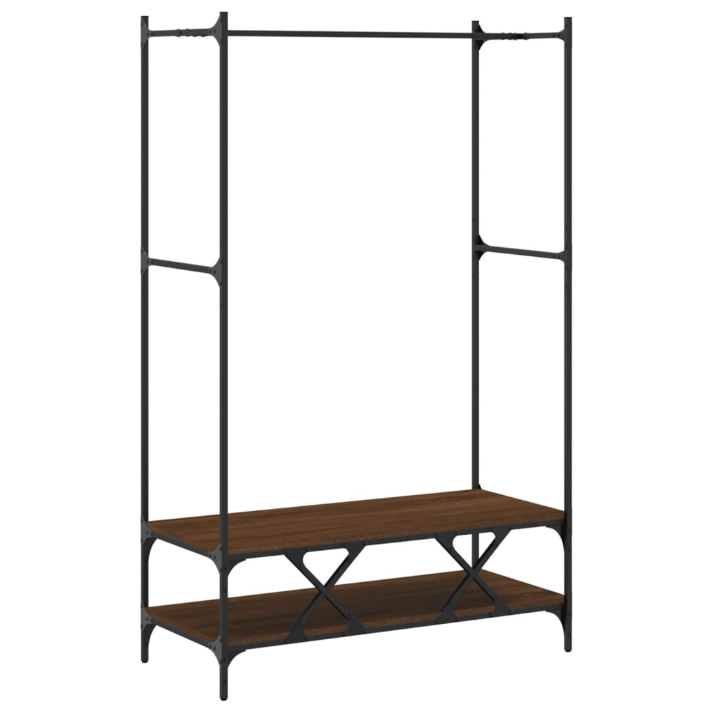 Clothes Rack with Shelves Brown Oak Engineered Wood