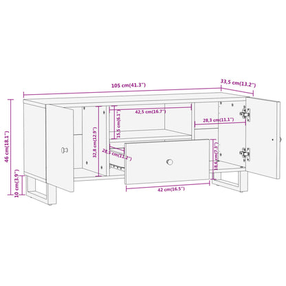 TV Cabinet Brown and Black 105x33.5x46 cm Solid Wood Mango