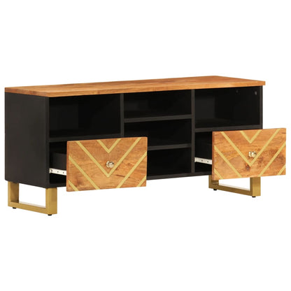 TV Cabinet Brown and Black 100x33.5x46 cm Solid Wood Mango