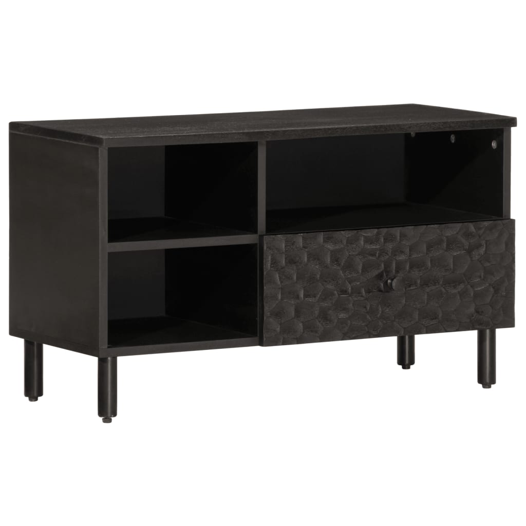 TV Cabinet Black 80x33x46 cm Solid Wood Mango