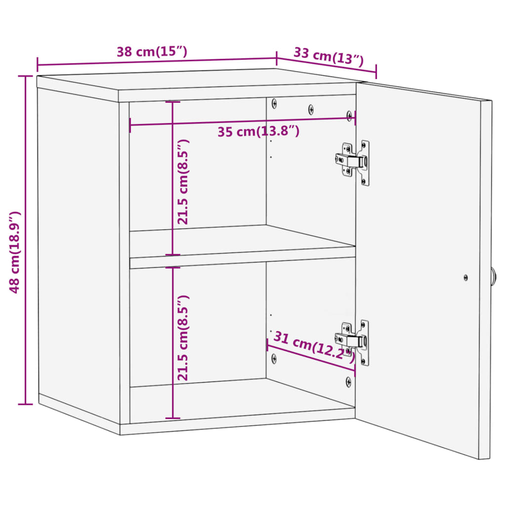 Bathroom Wall Cabinet 38x33x48 cm Solid Wood Mango