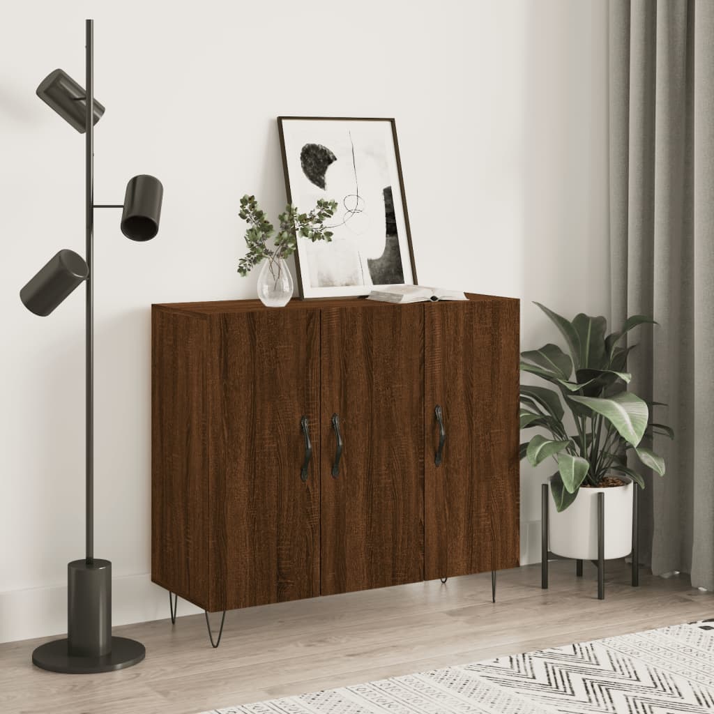 Sideboard Brown Oak 90x34x80 cm Engineered Wood