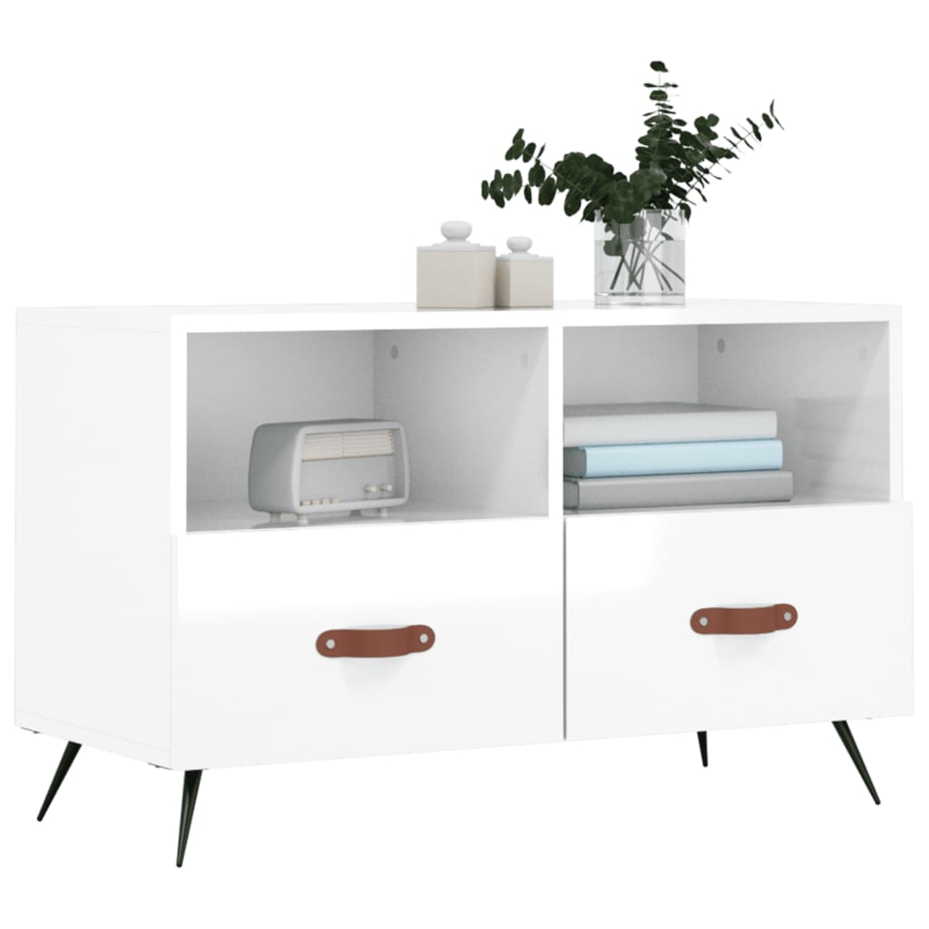 TV Cabinet High Gloss White 80x36x50 cm Engineered Wood