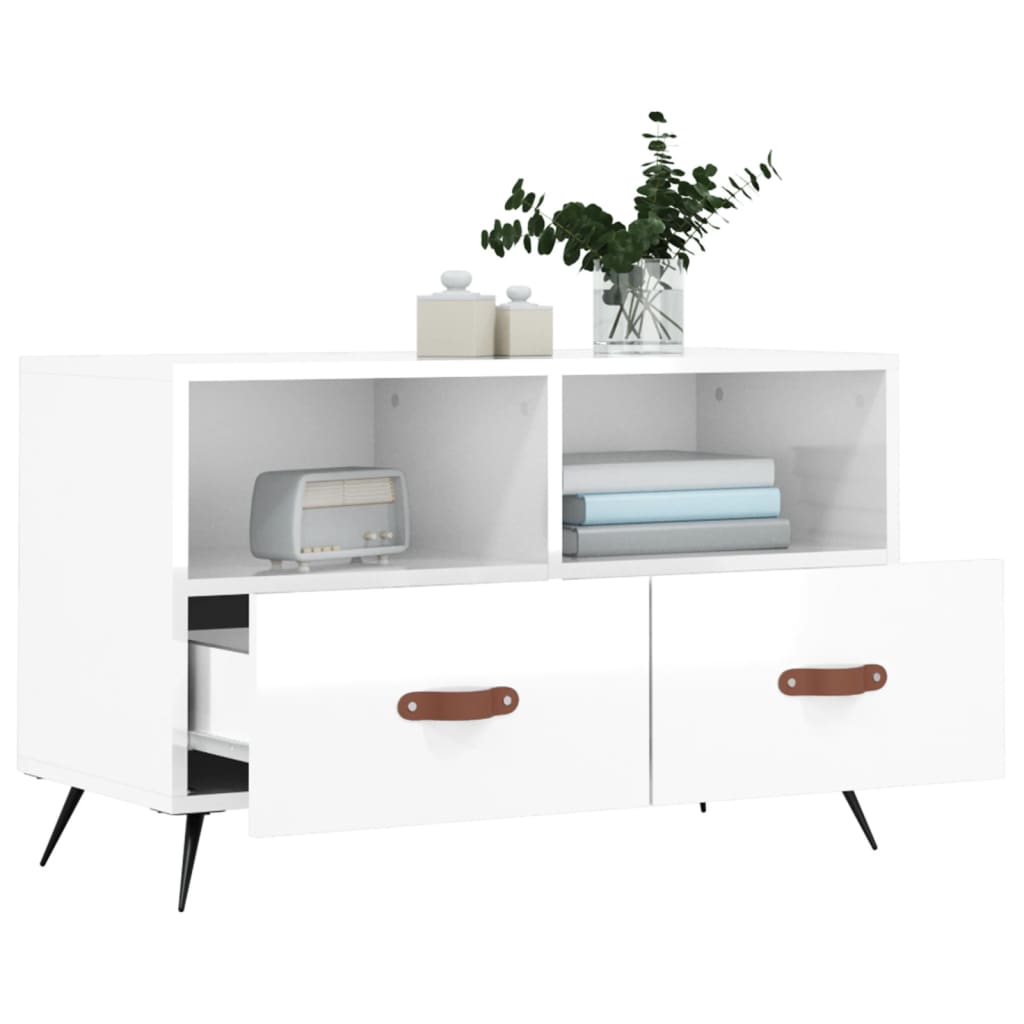 TV Cabinet High Gloss White 80x36x50 cm Engineered Wood