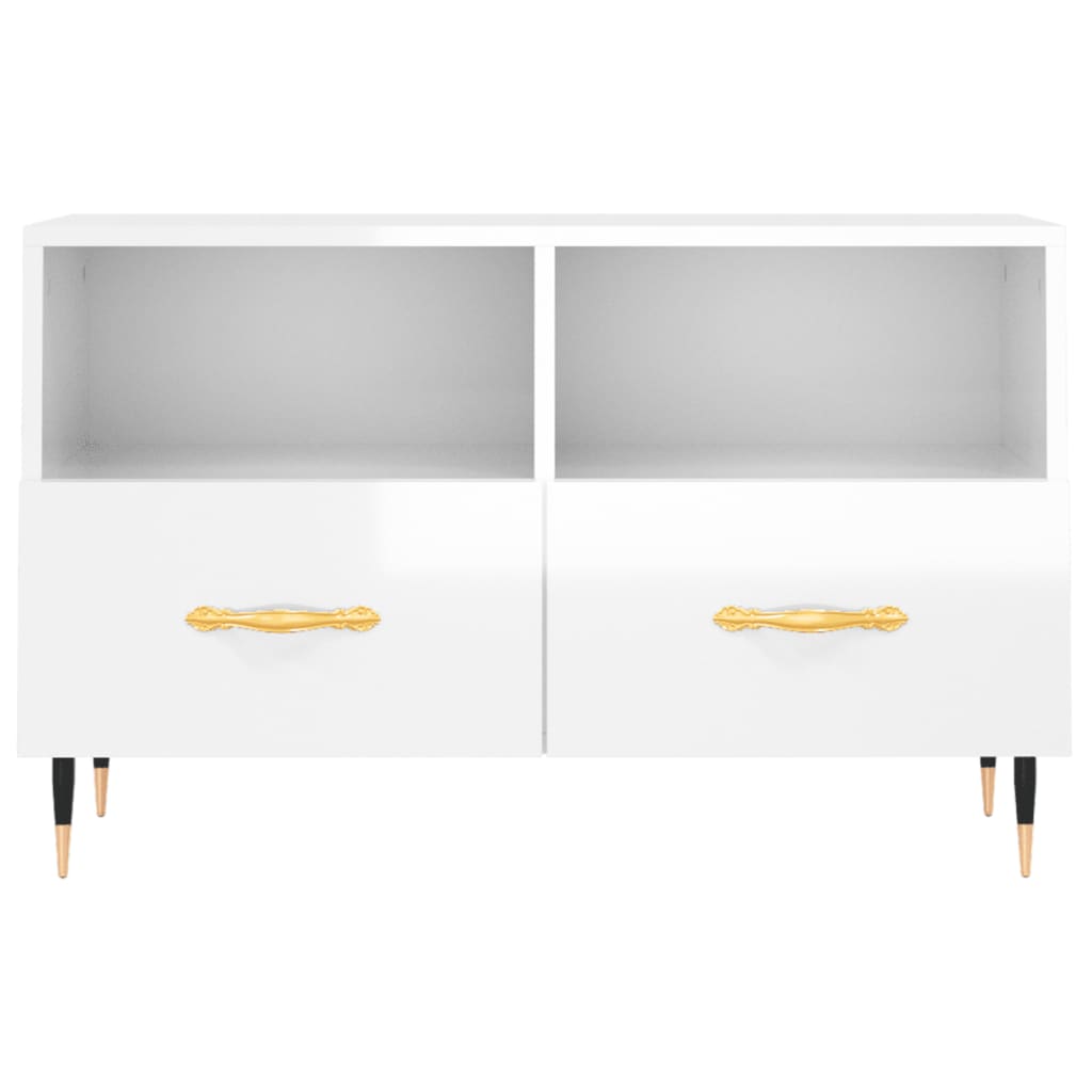 TV Cabinet High Gloss White 80x36x50 cm Engineered Wood