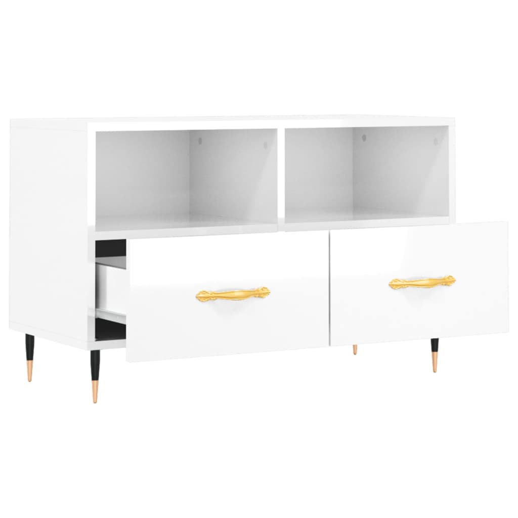 TV Cabinet High Gloss White 80x36x50 cm Engineered Wood