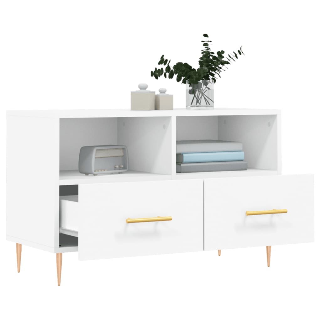 TV Cabinet White 80x36x50 cm Engineered Wood