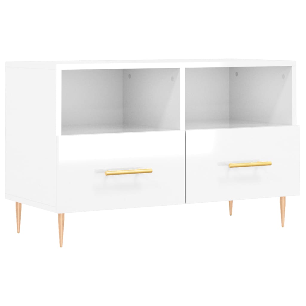 TV Cabinet High Gloss White 80x36x50 cm Engineered Wood