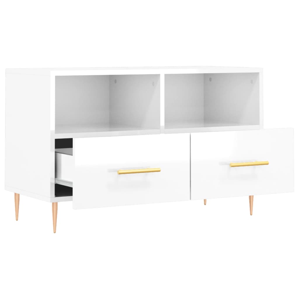 TV Cabinet High Gloss White 80x36x50 cm Engineered Wood